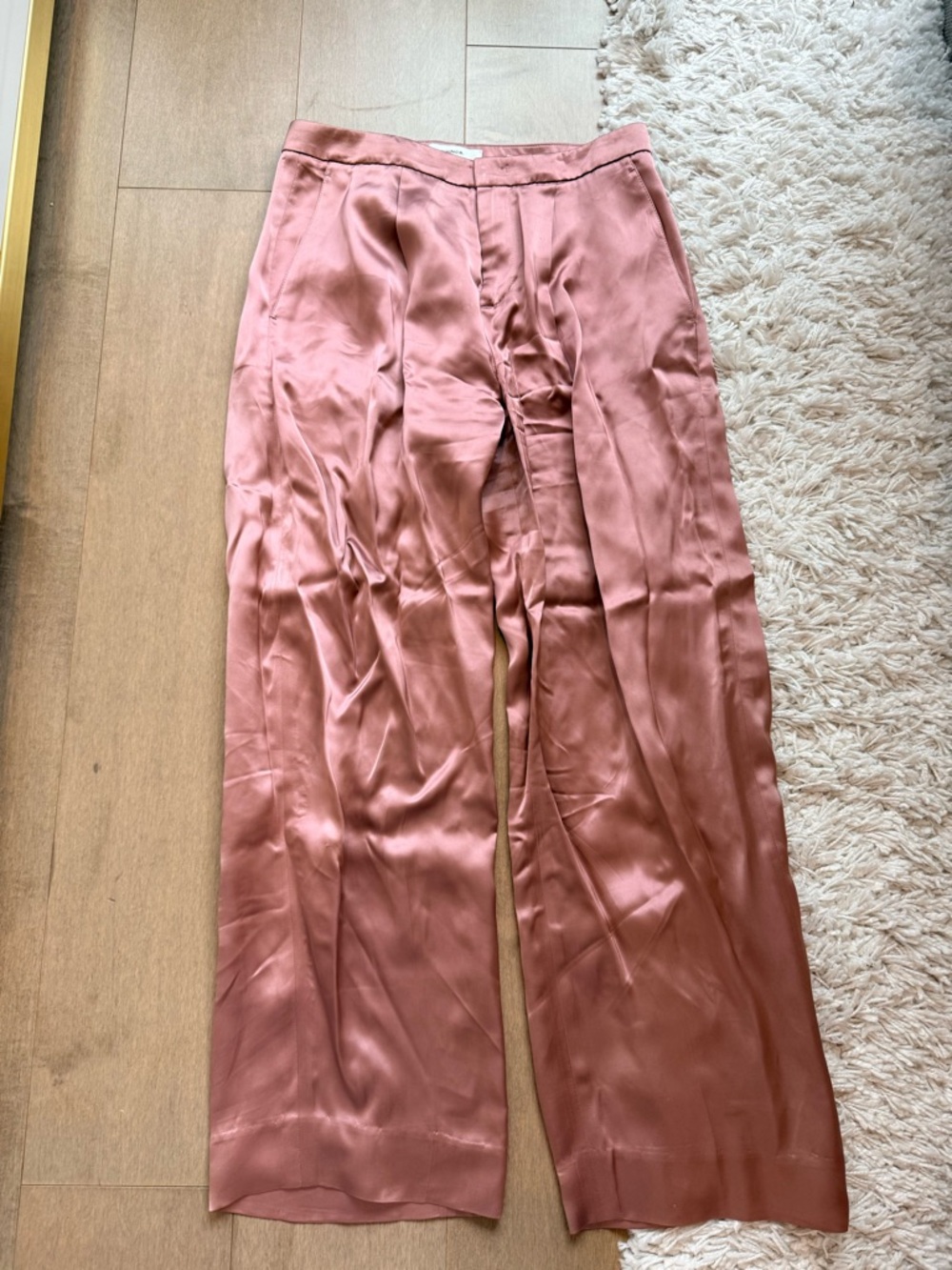 Vince Dusty Rose Satin Wide-Leg Trousers